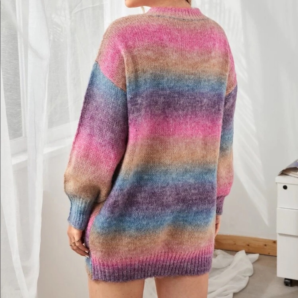 Plus size color block Ombre sweater - Picture 2 of 4